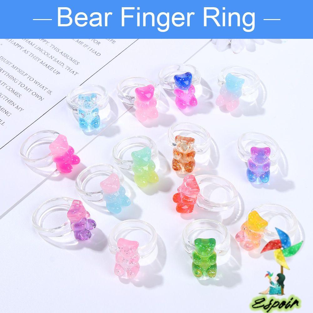 ESPO Nhẫn Trong Suốt Hình Gấu Sáng Tạo Cho Nữ