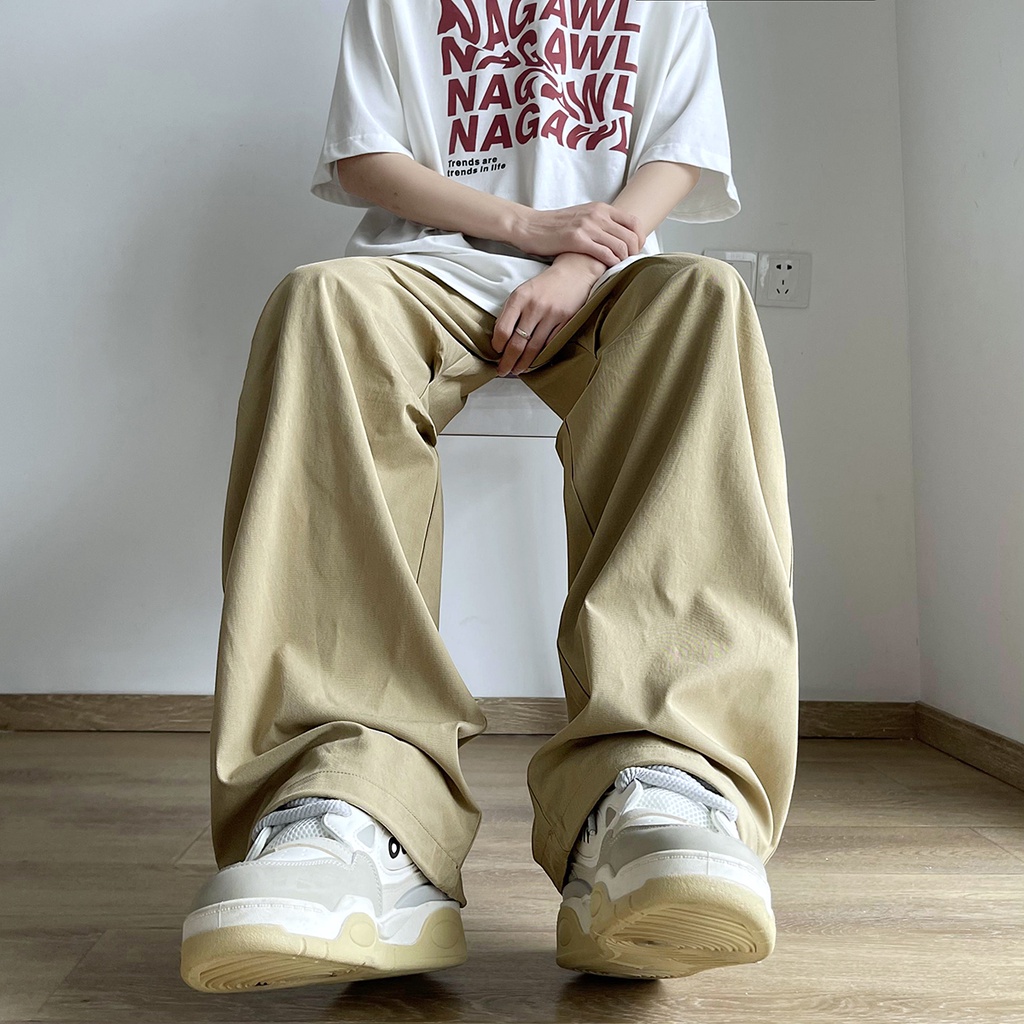 Quần Kaki Dài Ống Rộng Phong Cách Retro Mỹ Cá Tính Cho Nam