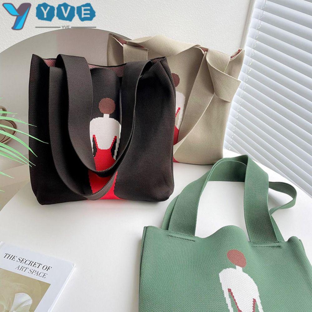 YVE Túi Xách Đan Len Mini Đeo Cổ Tay Thắt Nút Thời Trang Cho Nữ