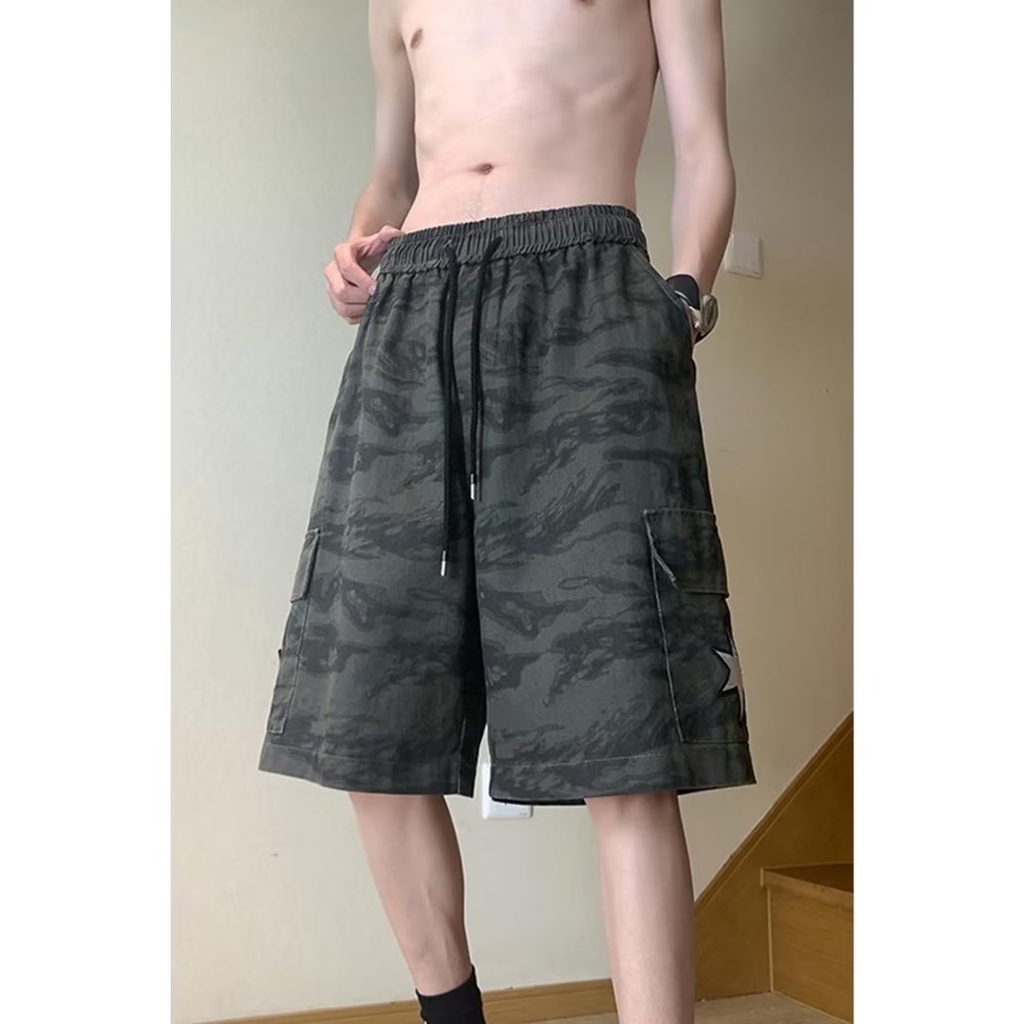 Quần Short Dáng Rộng Plus Size Họa Tiết Rằn Ri Thời Trang Mùa Hè Cho Nam