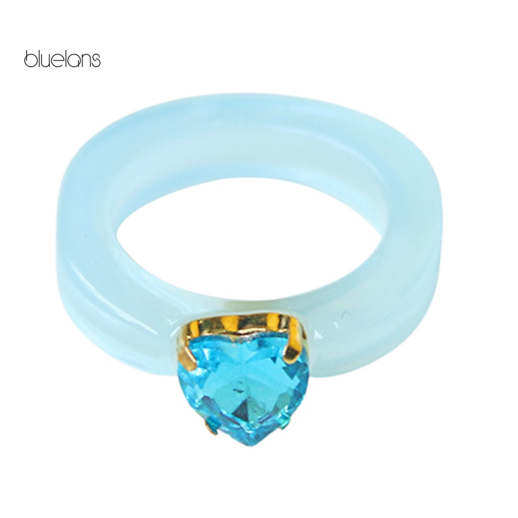 Nhẫn Đính Đá Hình Trái Tim Màu Sắc Ngọt Ngào Thời Trang Cho Nữ