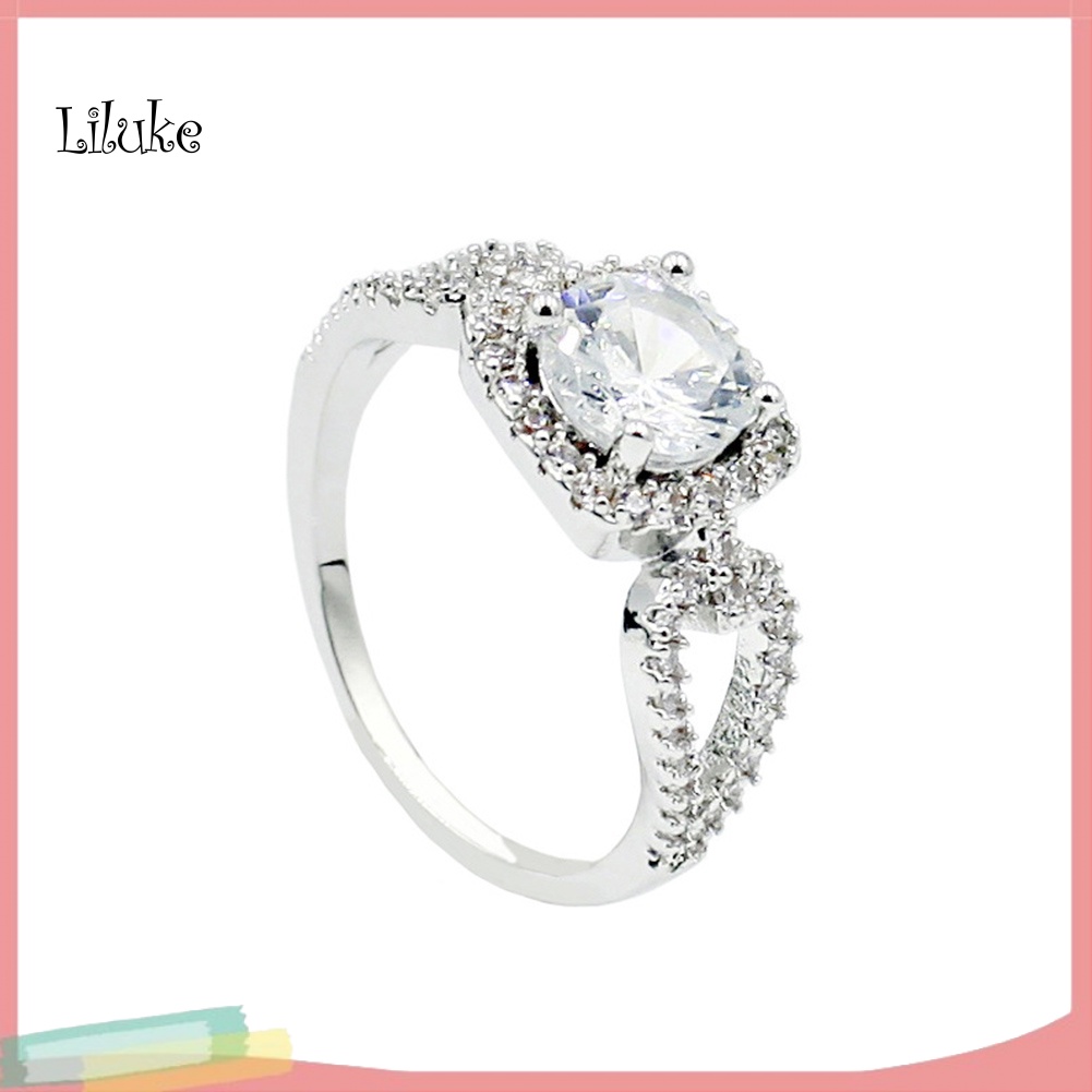 Nhẫn Hợp Kim Đính Đá Vuông Kiểu Dáng Sang Trọng Cho Nữ