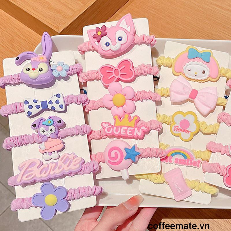 ⚡Dây Buộc Tóc Năm Mảnh Co Giãn Cao Hình Gấu Dâu Tây Dễ Thương