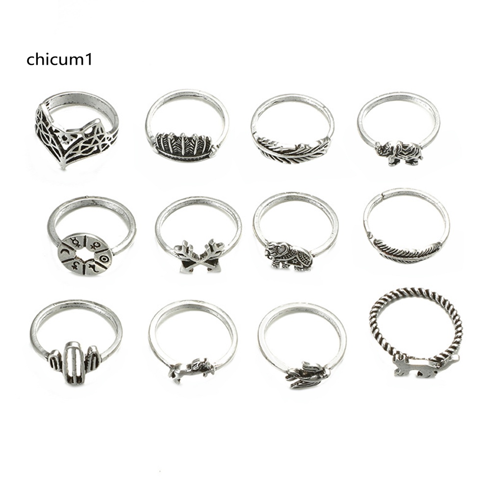 Set 12 Nhẫn Đeo Khớp Ngón Tay Phong Cách Vintage