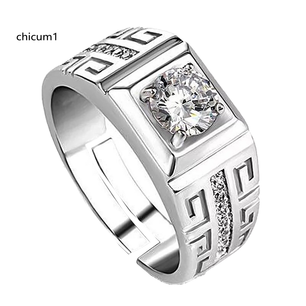 Nhẫn Đính Hôn Đính Đá Zircon Cổ Điển Sang Trọng Có Thể Điều Chỉnh Cho Cặp Đôi