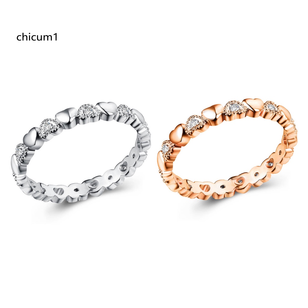 Nhẫn Đính Đá Zircon Hình Trái Tim Ngọt Ngào Thời Trang Cho Nữ