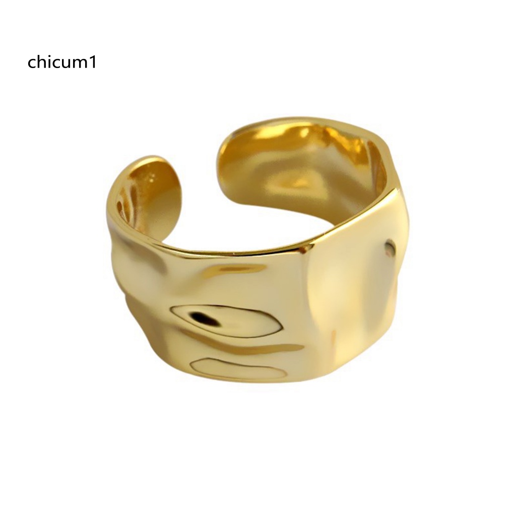 Nhẫn Hở Điều Chỉnh Được Màu Trơn Trang Trí Gợn Sóng Thời Trang Cho Nữ