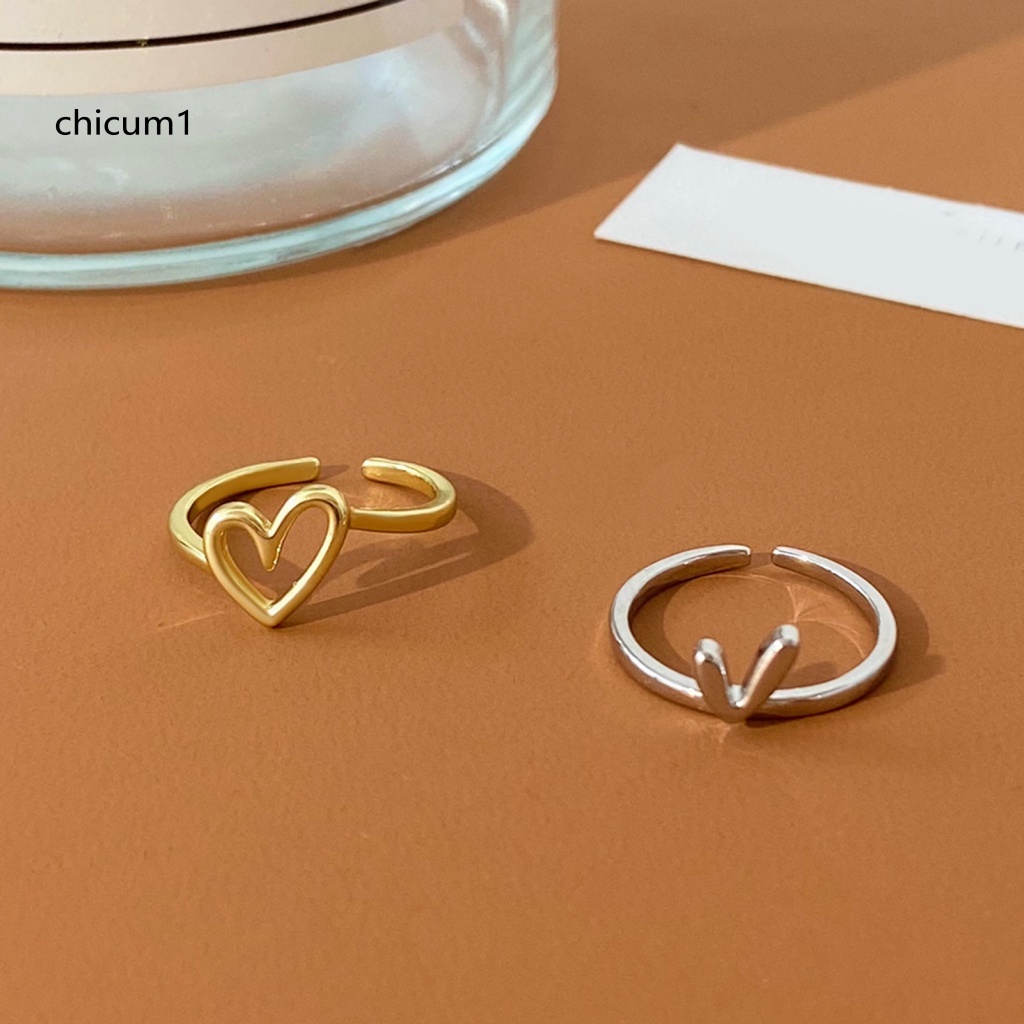 1 Set Nhẫn Đeo Tay Hình Trái Tim Thời Trang Dành Cho Nữ