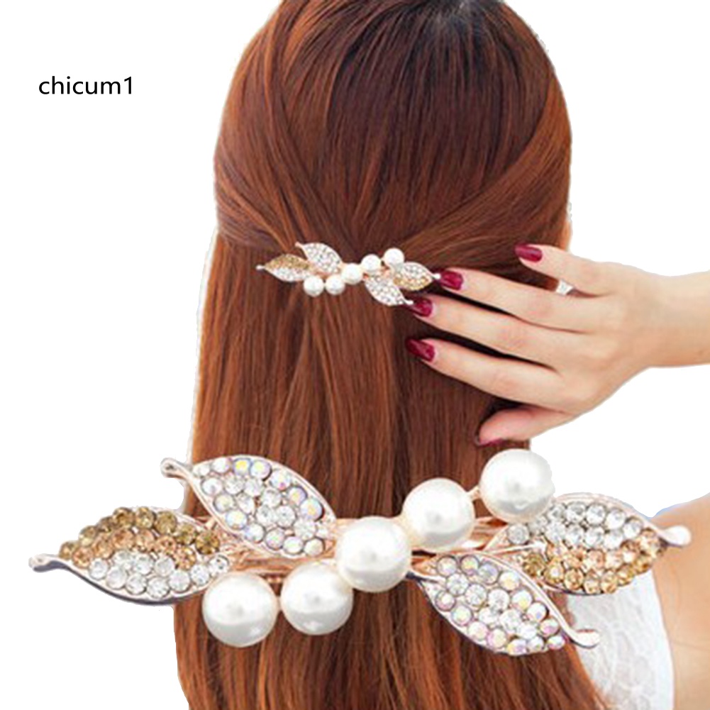 Kẹp Tóc Hình Nơ Đính Ngọc Trai Giả Thanh Lịch Cho Nữ