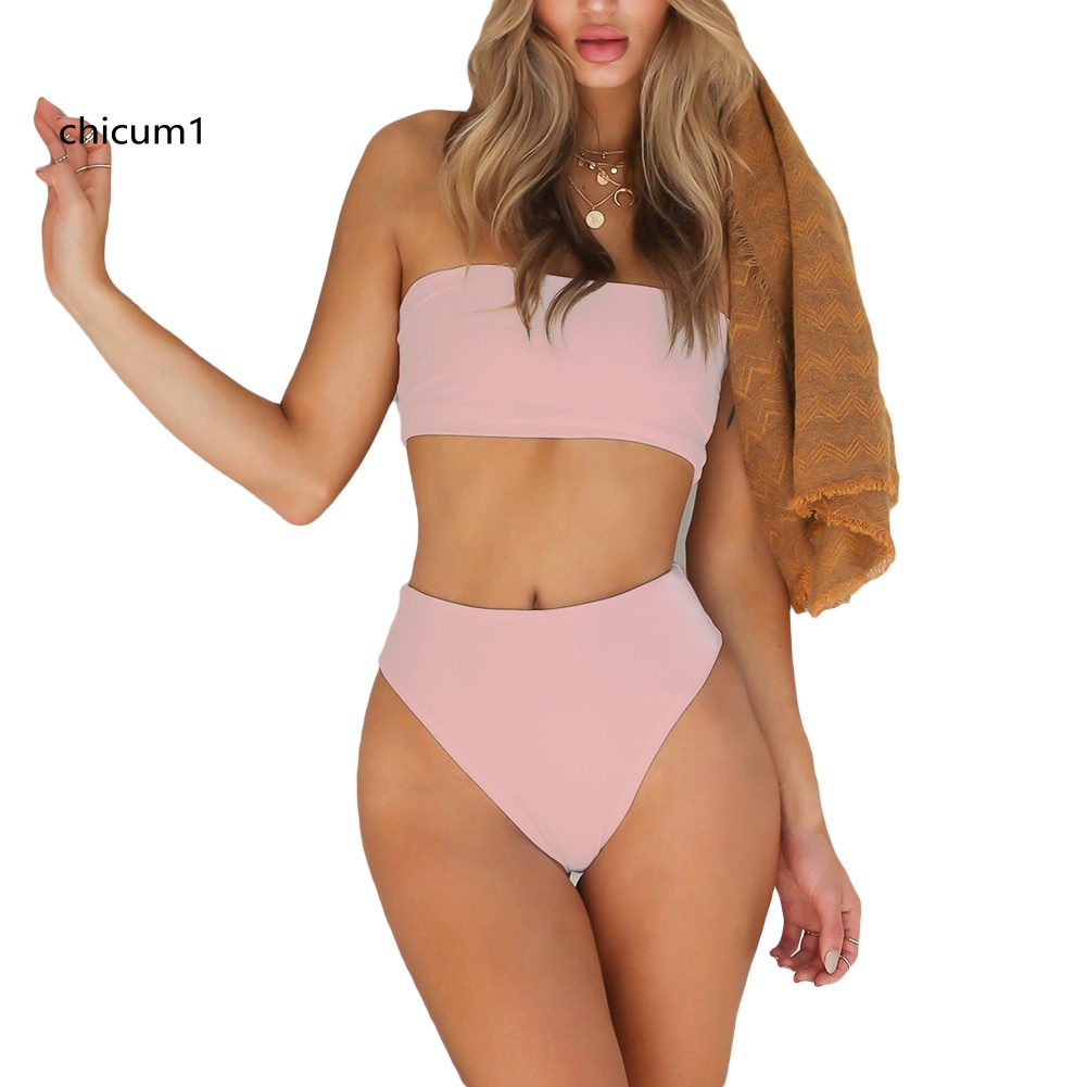 Set Đồ Bơi Áo Ống Màu Sắc Thời Trang Gợi Cảm Cho Nữ