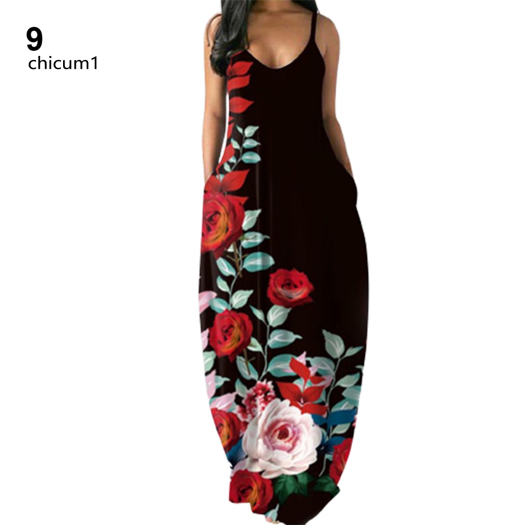 Đầm Maxi Hai Dây In Hoa Gợi Cảm Cho Nữ