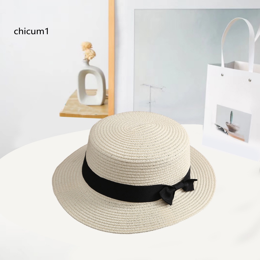 Mũ Cói Rộng Vành Chống Nắng Đính Nơ Thời Trang Cho Nữ