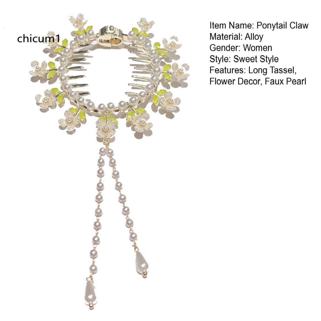 Kẹp Tóc Đính Ngọc Trai Giả Bằng Thép Không Gỉ Trang Trí Tóc Đuôi Ngựa Cho Nữ