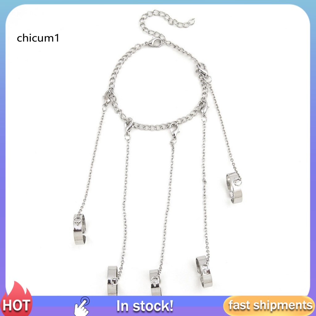 Vòng Tay Kèm Nhẫn Dạng Mở Phong Cách Punk Unisex