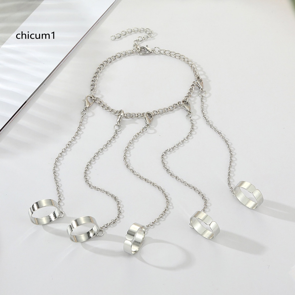 Vòng Tay Kèm Nhẫn Dạng Mở Phong Cách Punk Unisex