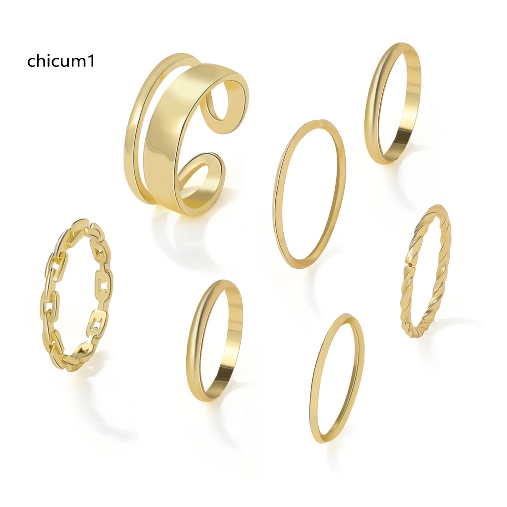 Set 7 Nhẫn Đeo Khớp Ngón Tay Phong Cách Hip Hop Cho Nữ