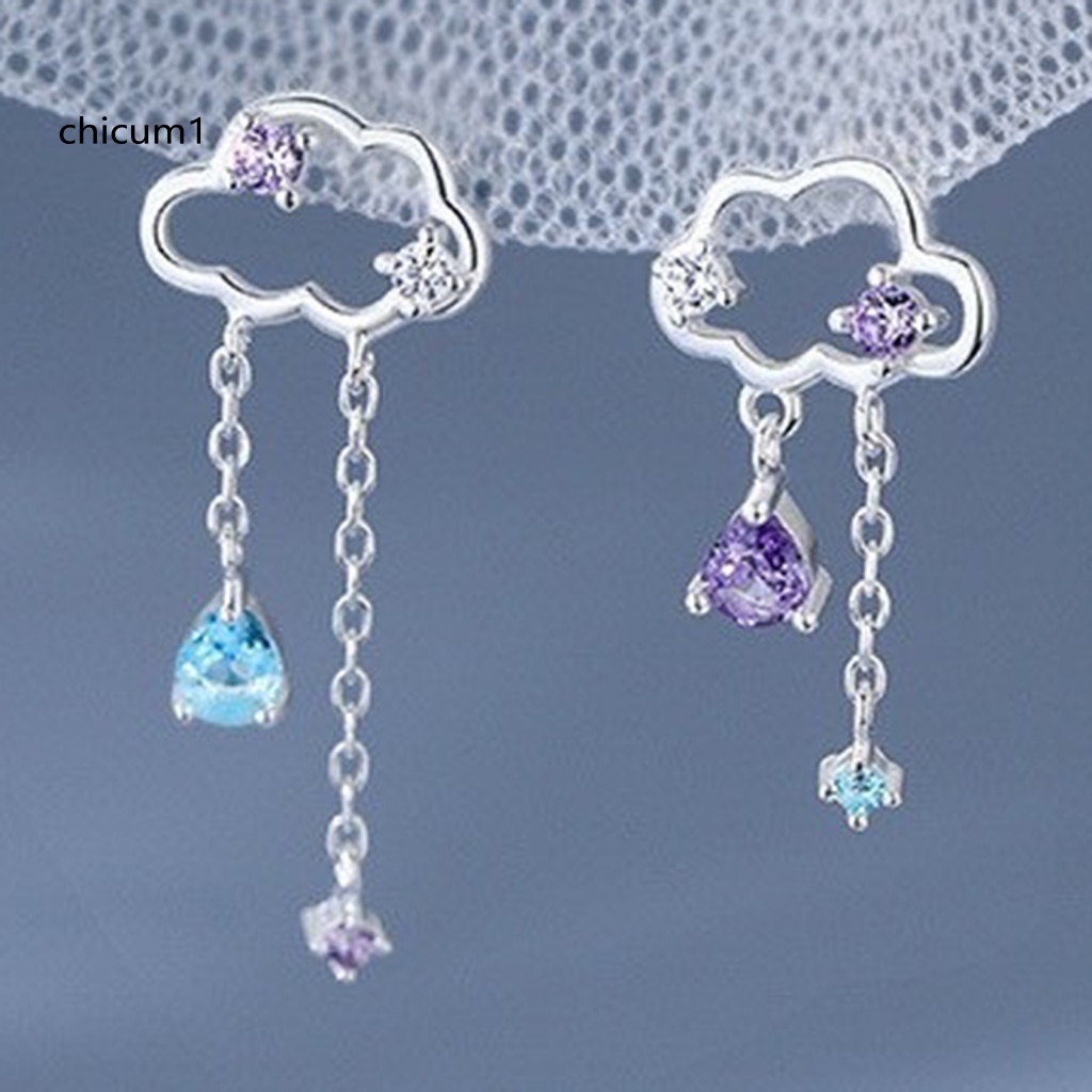 1 Cặp Bông Tai Hình Đám Mây Lấp Lánh Bằng Hợp Kim Không Gây Dị Ứng Thời Trang Cho Nữ