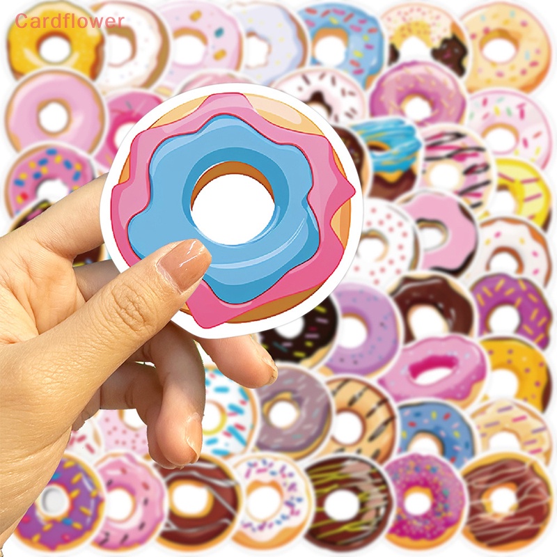 Bộ 50 Miếng Dán Hình Bánh Donut Họa Tiết Hoạt Hình Trang Trí Vali / Laptop / Điện Thoại / Tủ Lạnh DIY