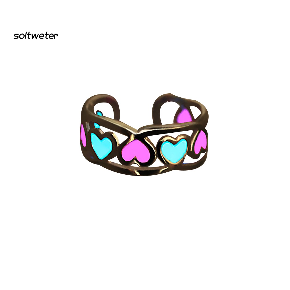 Nhẫn Hở Hình Trái Tim Phát Quang Thời Trang Có Thể Điều Chỉnh Kích Cỡ