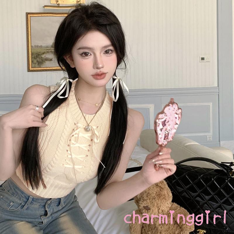 Áo Dệt Kim Sát Nách Cổ Tròn Màu Sắc Trơn Phong Cách Hàn Quốc Thời Trang Mùa Hè Cho Nữ