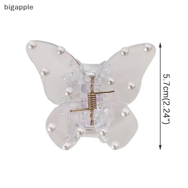 Kẹp Càng Cua Bằng Acrylic Trong Suốt Đính Ngọc Trai Hình Bướm Thời Trang Cho Nữ