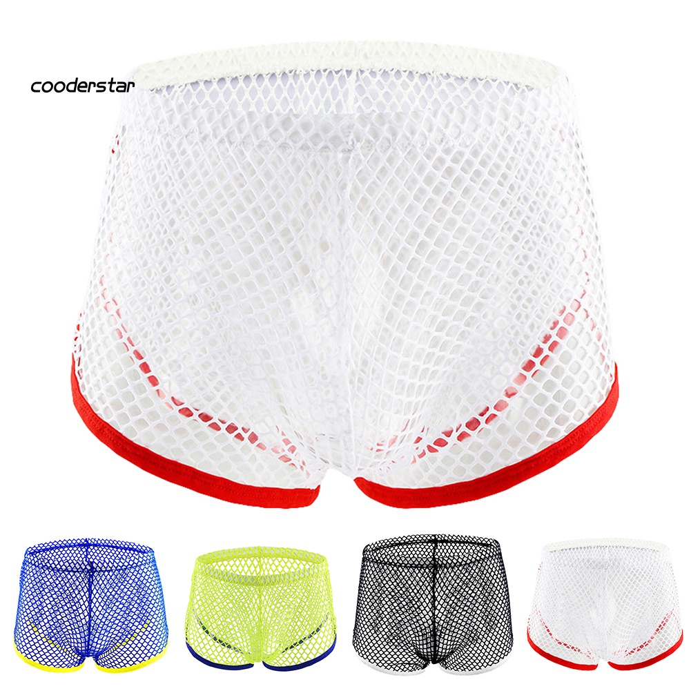 Quần Lót Boxer Lưng Thấp Phối Lưới Thoáng Khí Thời Trang Quyến Rũ Cho Nam