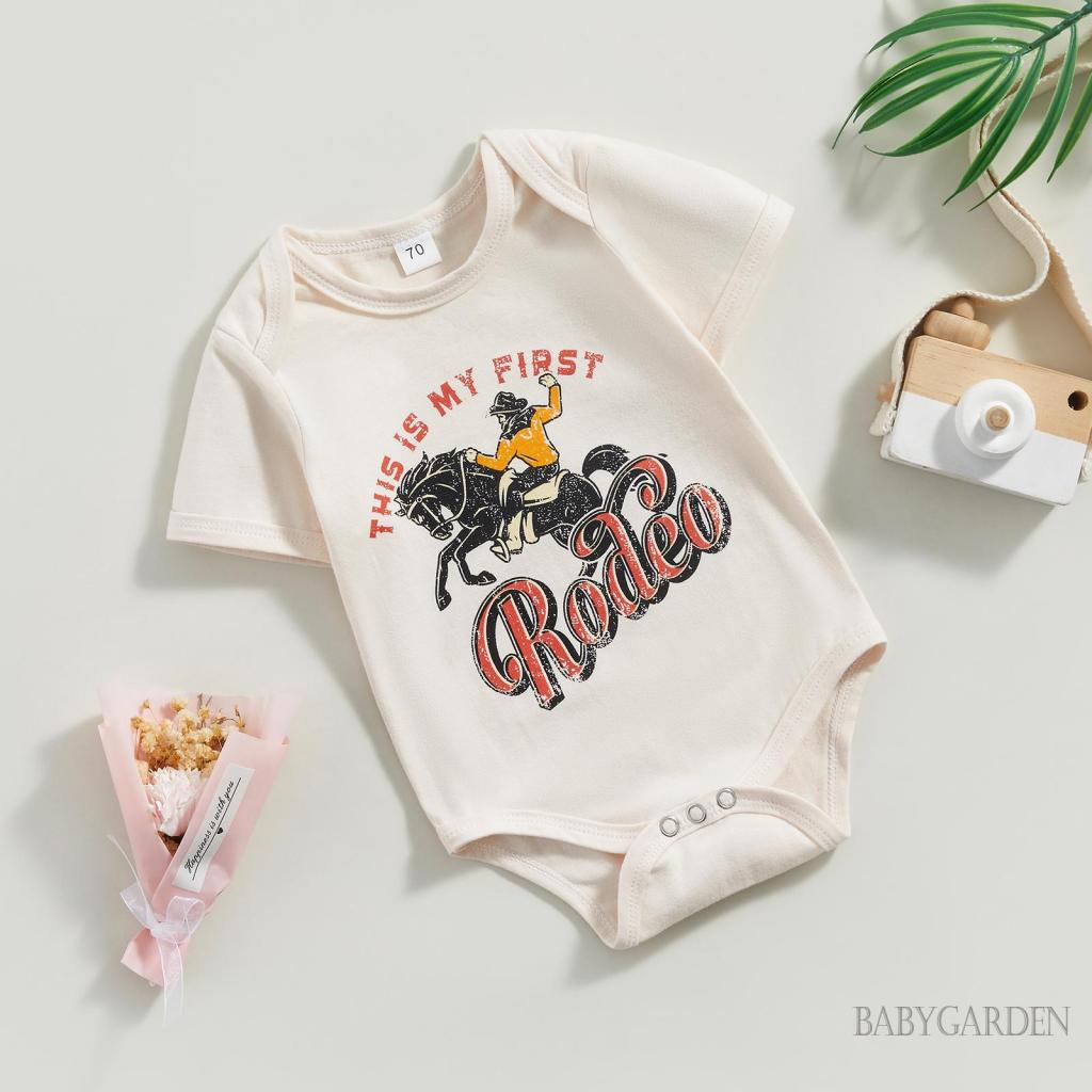 Áo Liền Quần Ngắn Tay Cổ Tròn In Chữ Cho Bé Trai 0-12 Tháng Tuổi