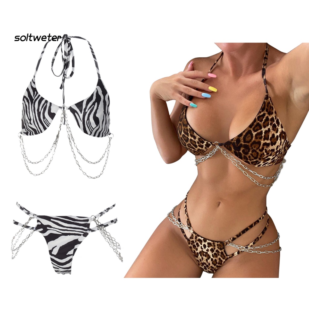 Bộ Đồ Bơi 2 Mảnh Họa Tiết Ngựa Vằn Thời Trang Mùa Hè Cho Nữ