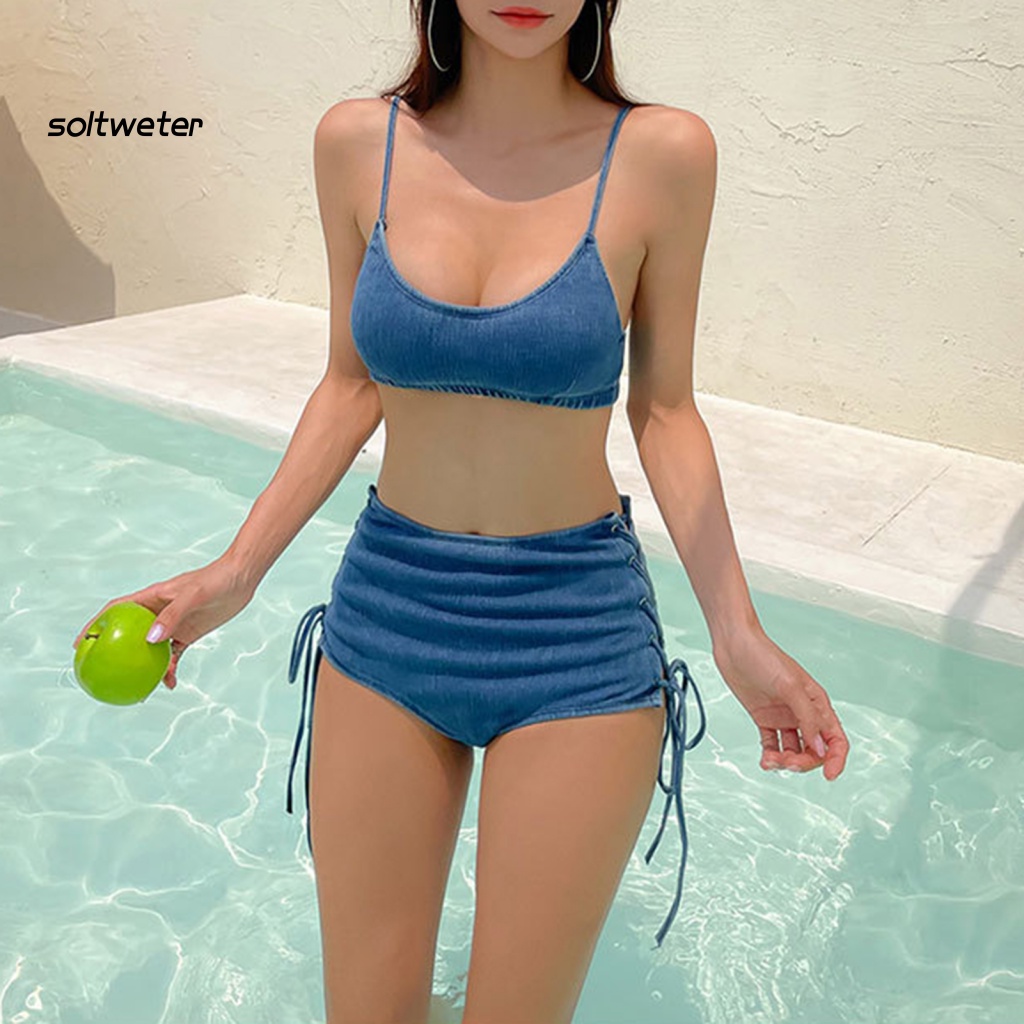 Bộ Bikini 2 Mảnh Màu Sắc Thời Trang Gợi Cảm Cho Nữ