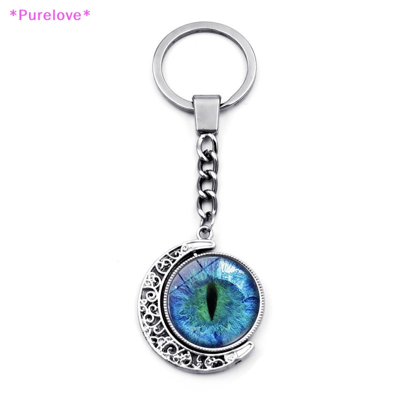 Móc Khóa Đính Đá Quý Hai Mặt Họa Tiết Mặt Trăng Sáng Tạo Phong Cách Vintage Mới