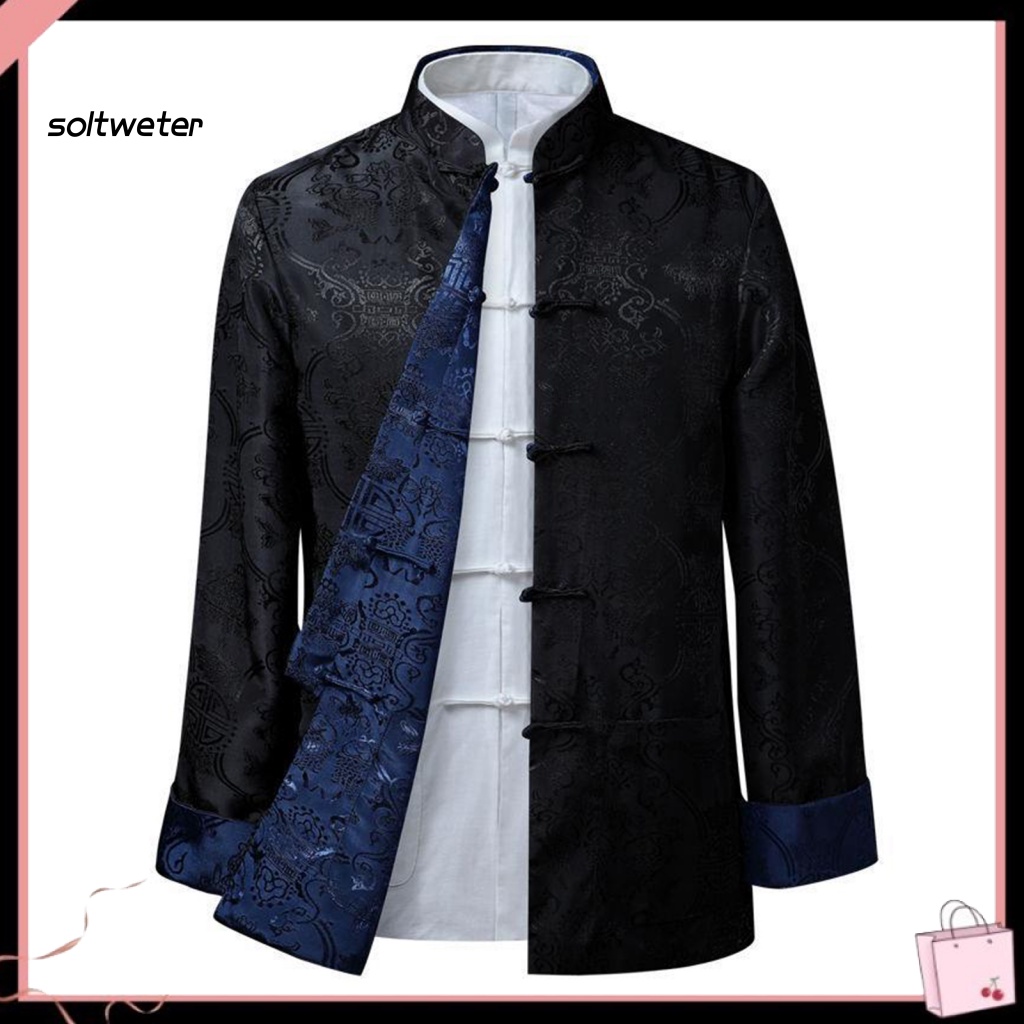 St Tang Áo Khoác Truyền Thống Trung Hoa Cổ Đứng Tay Dài Có Thể Đảo Ngược Giữ Ấm Mặc Hàng Ngày Phong Cách Trung Hoa Cổ Điển