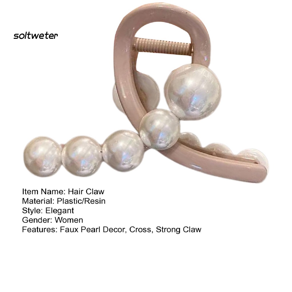Kẹp Tóc Móng Vuốt Đính Ngọc Trai Giả Màu Sắc Tương Phản Chống Trượt Tiện Dụng Cho Nữ