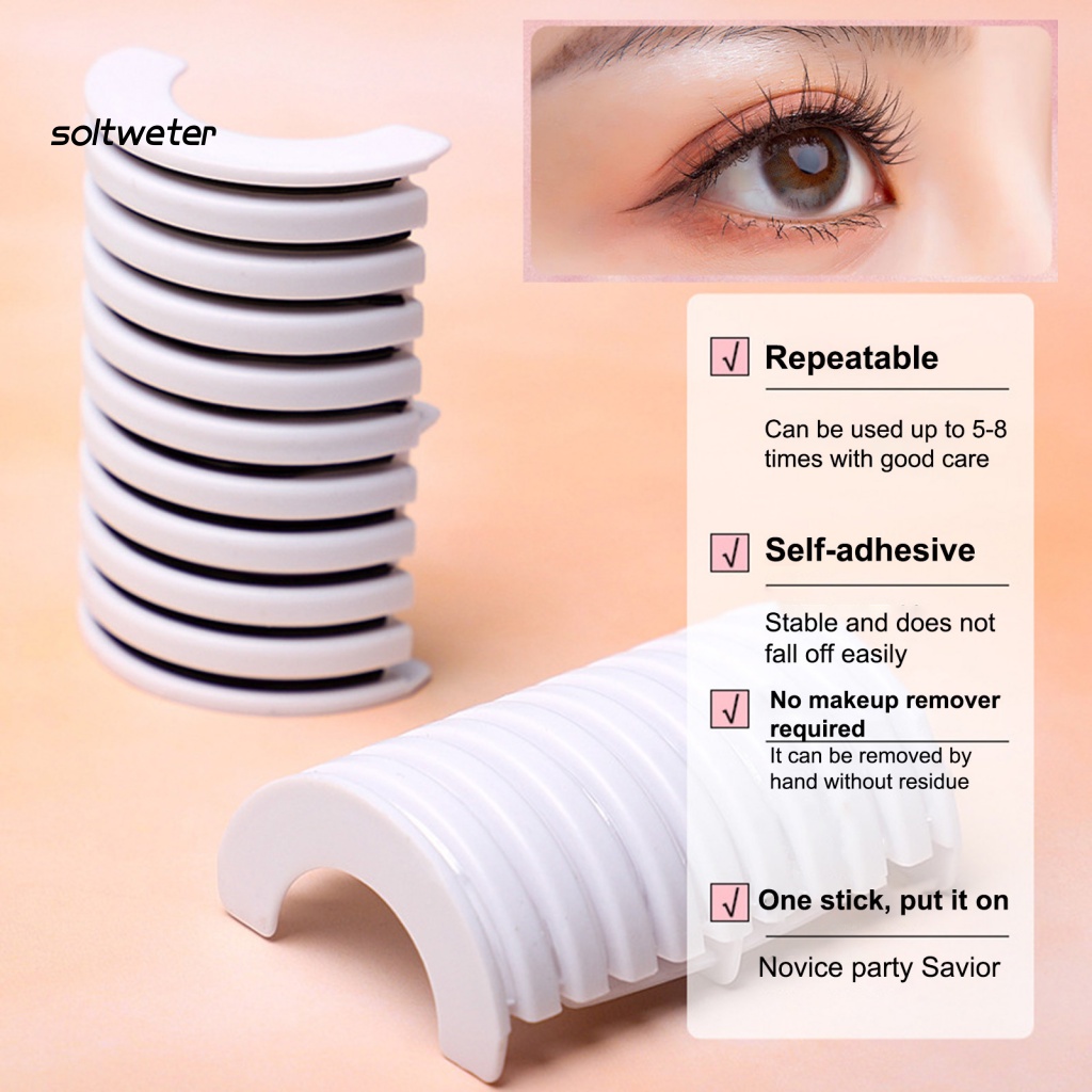 Hộp 10 Miếng Dán Lông Mi Giả Mềm Mại Kháng Nước Có Thể Tái Sử Dụng Cho Nữ