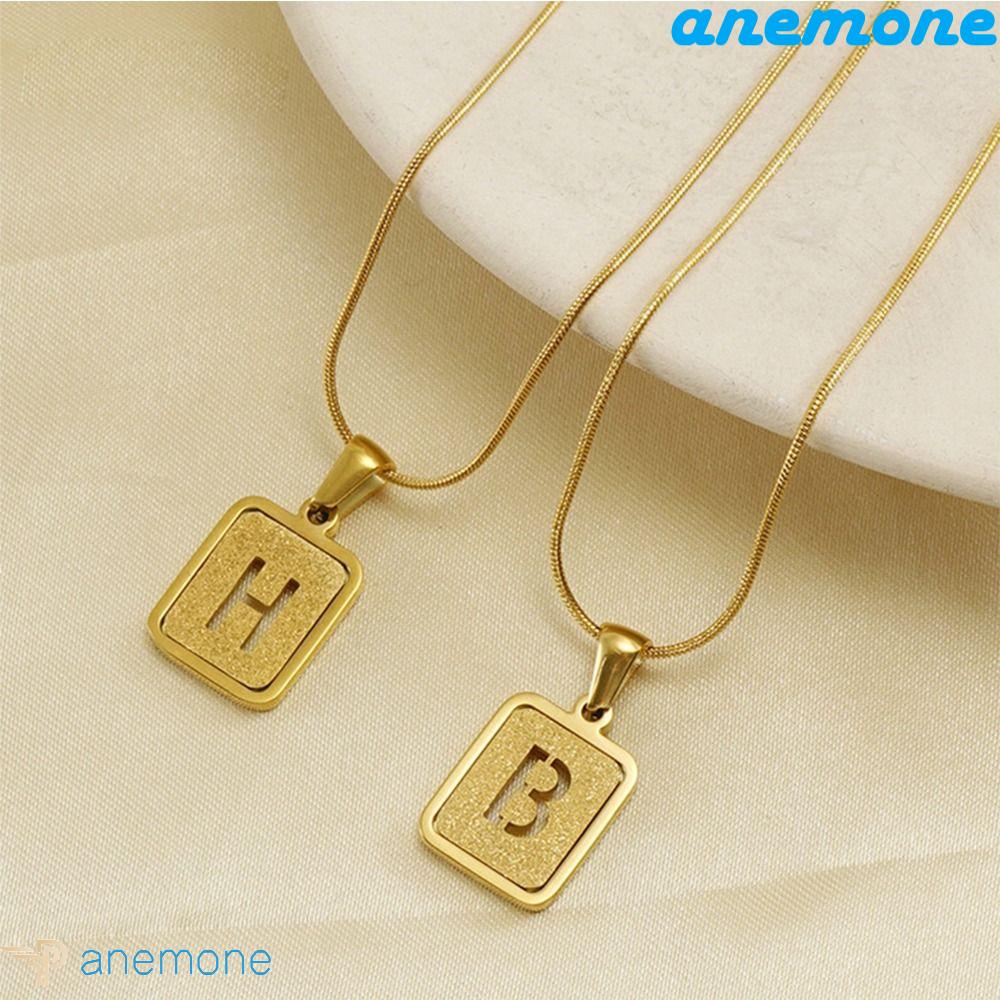 ANEMONE Vòng cổ Choker Bằng Thép Không Gỉ Mặt Chữ Cái Từ A Đến Z Thời Trang