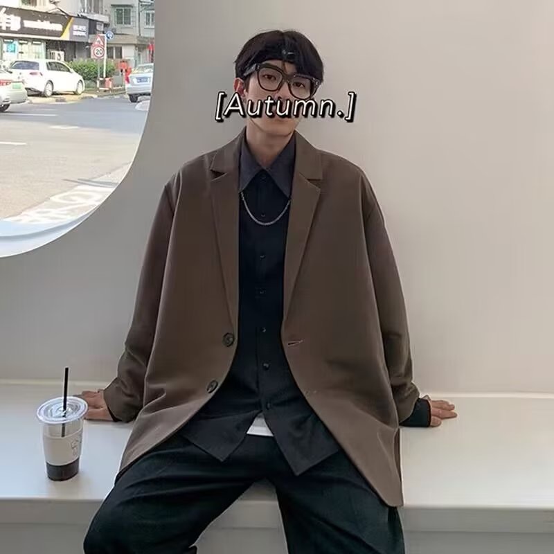 Áo Khoác Vest Dáng Rộng Cỡ Lớn Phong Cách Hàn Quốc Thời Trang Xuân Thu Cho Nam