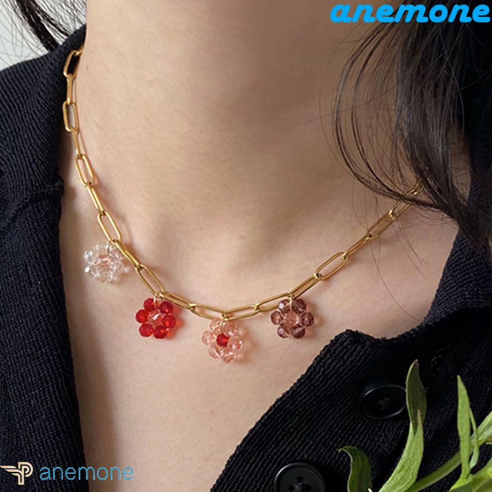 ANEMONE Vòng Cổ Choker Hợp Kim Đính Hạt Nhiều Màu Sắc Phong Cách Vintage