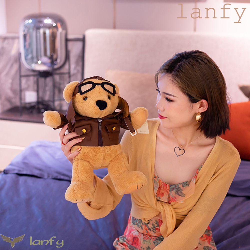 LANFY Thú Nhồi Bông Hình Gấu Đeo Kính Mềm Mại Dễ Thương