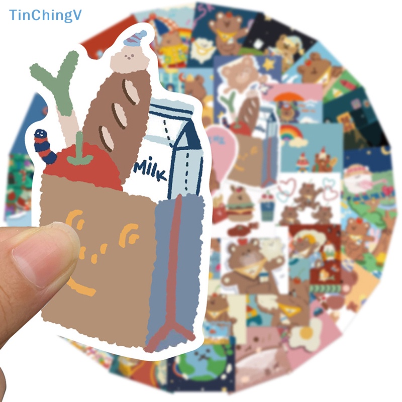 Bộ 40 Miếng Dán Hình Gấu Hoạt Hình Graffiti Trang Trí Xe Hơi / Guitar / Laptop / Ipad