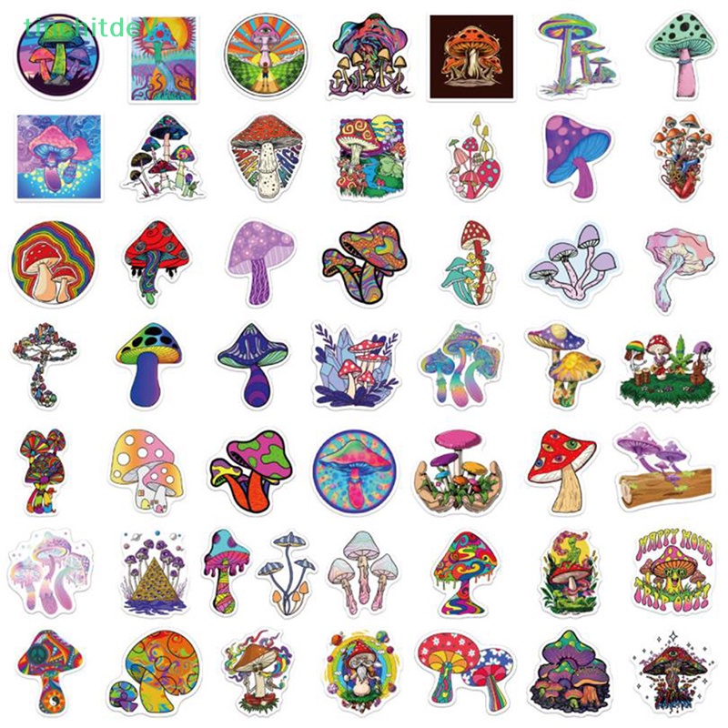 Bộ 50 Miếng Dán Hình Nấm Graffiti Trang Trí Đàn Guitar / Laptop / Ván Trượt