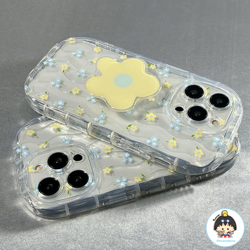 Ốp Điện Thoại TPU Mềm Chống Sốc Có Giá Đỡ Hình Hoa Cho IPhone 11 12 13 14 Pro Max