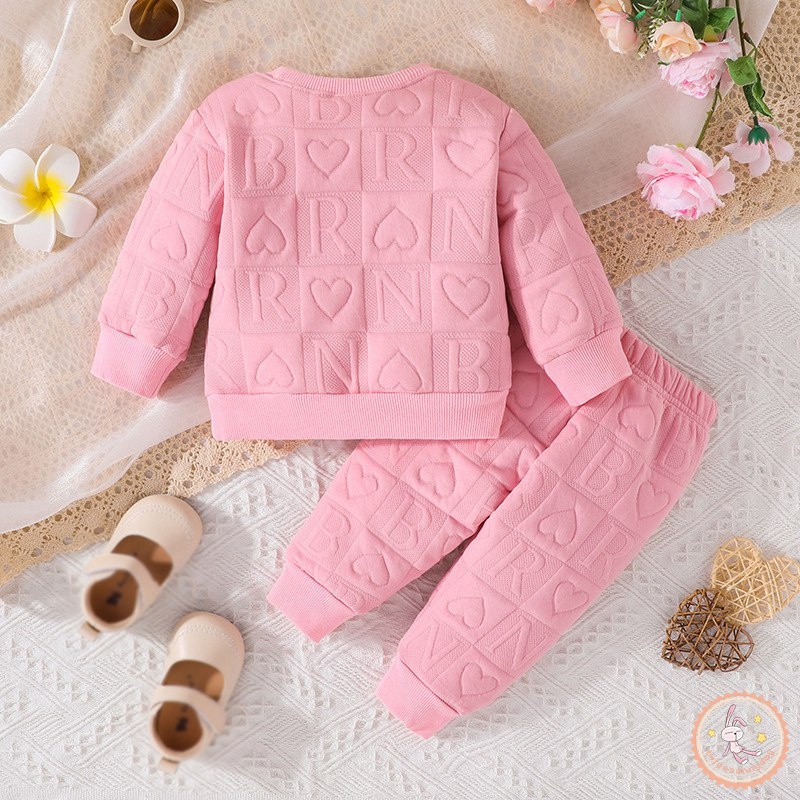 Bộ Áo Sweater Tay Dài Phối Quần Dài Thời Trang Dễ Thương Cho Bé Gái