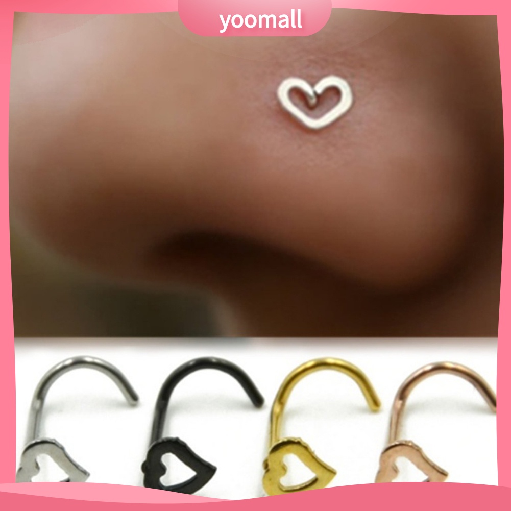 1 Khuyên Mũi Thép Không Gỉ Hình Trái Tim Thời Trang Unisex