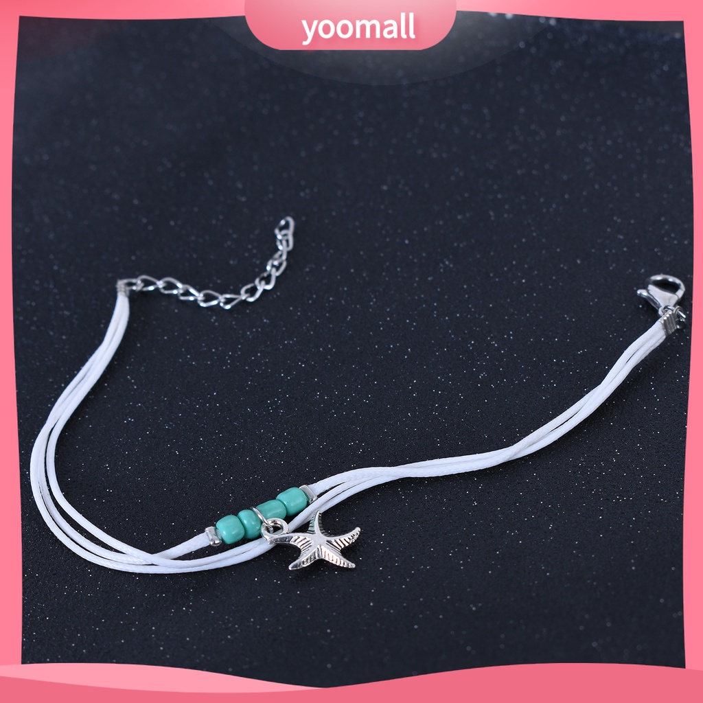 Lắc Chân Nhiều Lớp Đính Hạt Và Ngôi Sao Biển Phong Cách Boho Thời Trang Cho Nữ