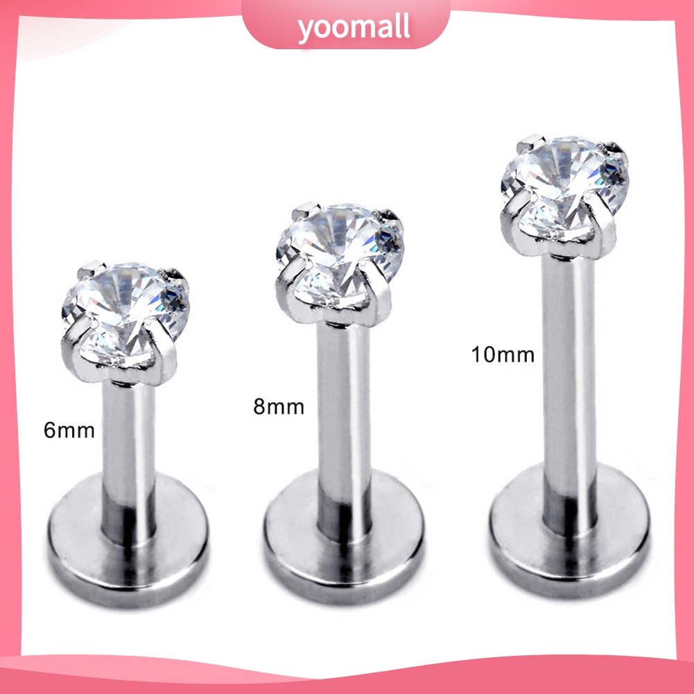 1 Khuyên Xỏ Môi / Tai / Môi Đính Đá Zircon Thời Trang Unisex