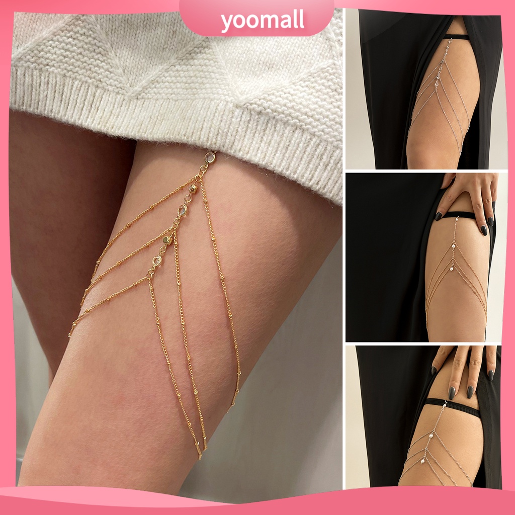 Dây Đeo Chân Co Giãn Nhiều Lớp Đính Đá Thời Trang