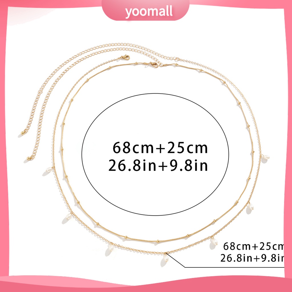 [YM] Set 2 Dây Chuyền Thắt Lưng Hai Lớp Mỏng Đính Ngọc Trai Nhân Tạo Có Thể Điều Chỉnh Cho Nữ
