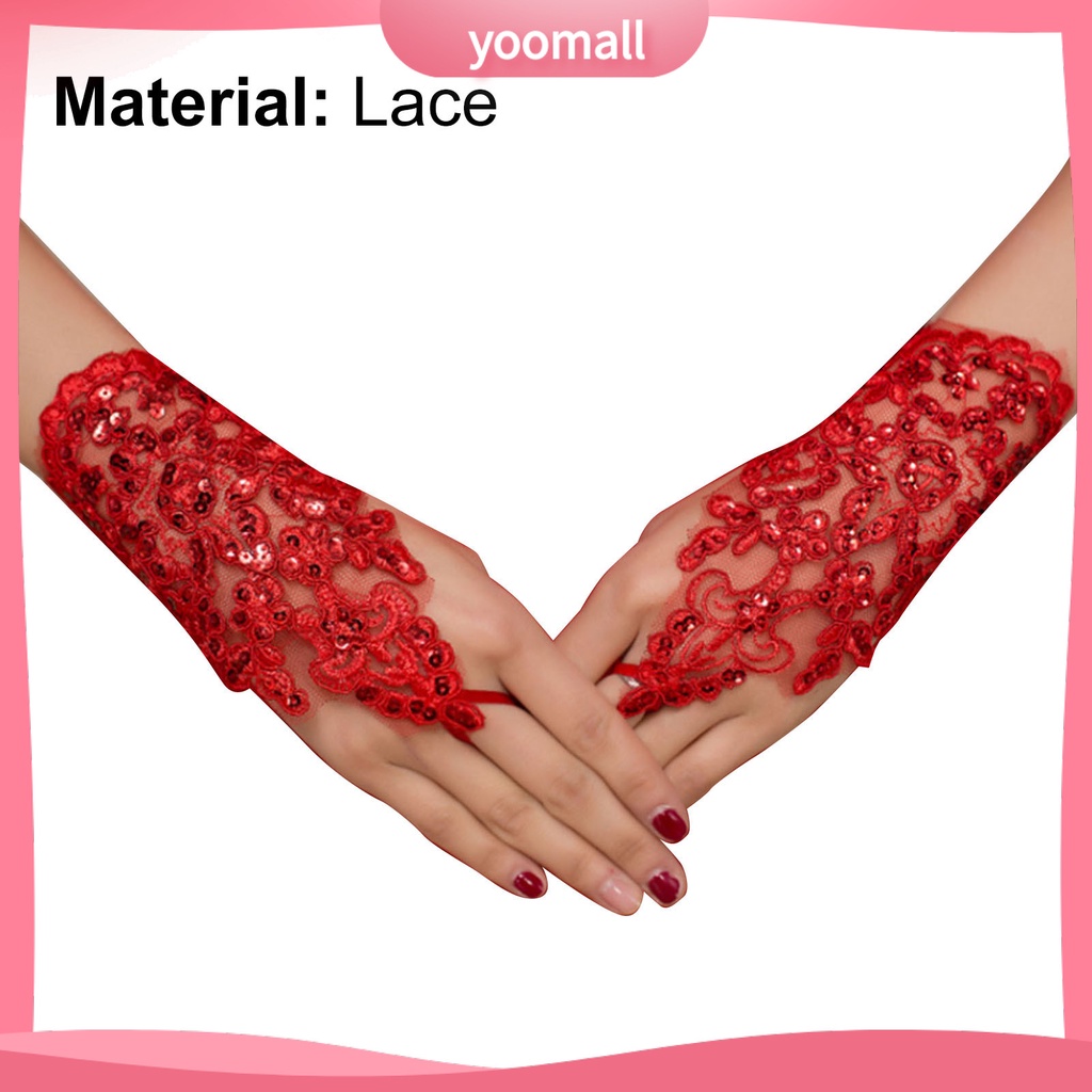 Găng Tay Ren Đính Hạt Thanh Lịch Cho Nữ