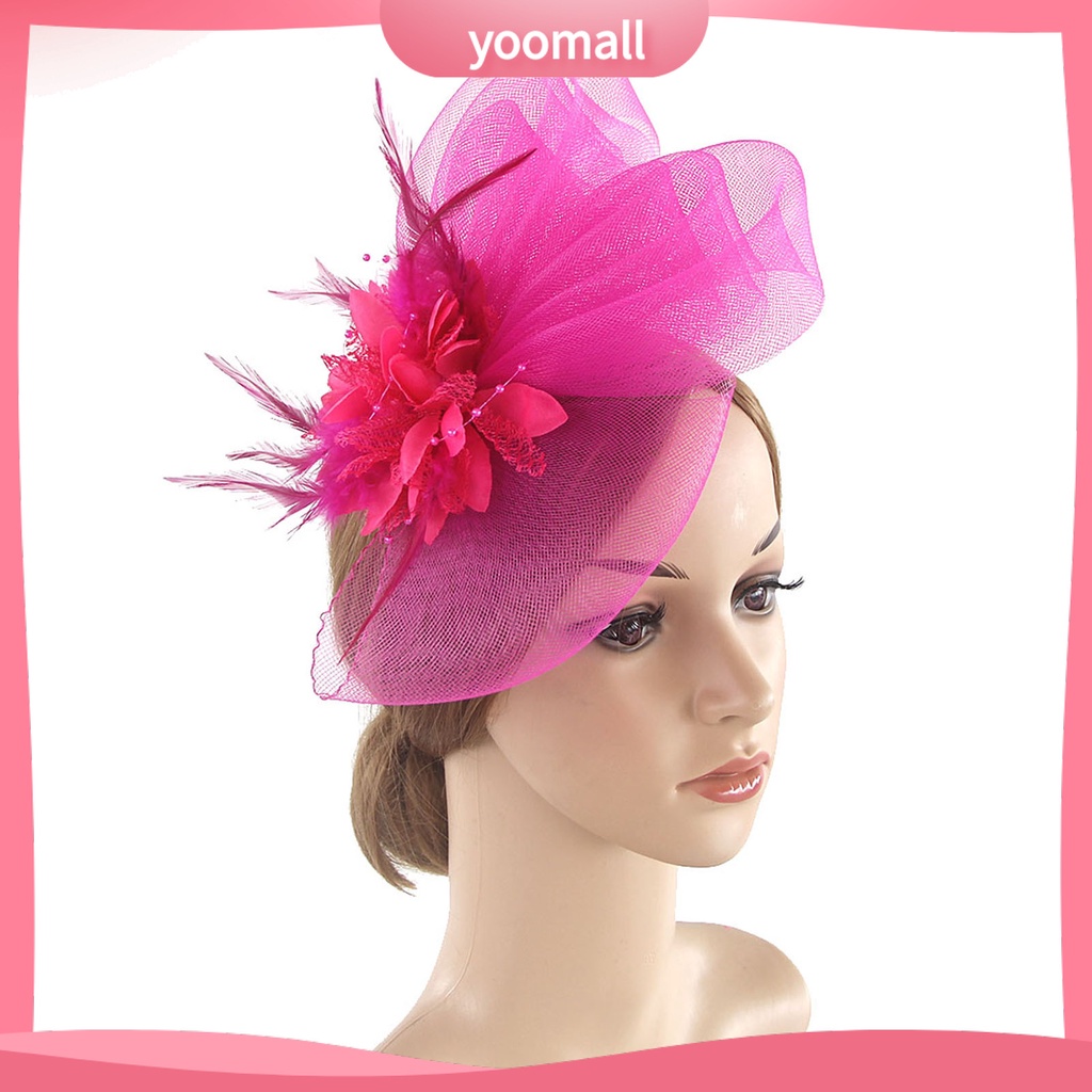 Mũ Tai Thỏ Phối Lưới Đính Lông Vũ Hóa Trang Cô Dâu