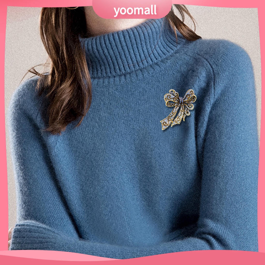 Ghim Cài Áo Hình Nơ Đính Đá Bằng Hợp Kim