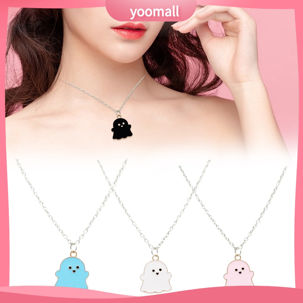 [YM] Vòng cổ Mạ Điện Mặt Hình Con Ma Hoạt Hình Dễ Thương Phù Hợp Làm Quà Halloween Cho Nam Và Nữ